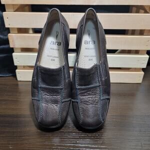 Ara Brown Two-Toned Leather Loafers Moccasins Size 6.5w Stitch Comfort Womens